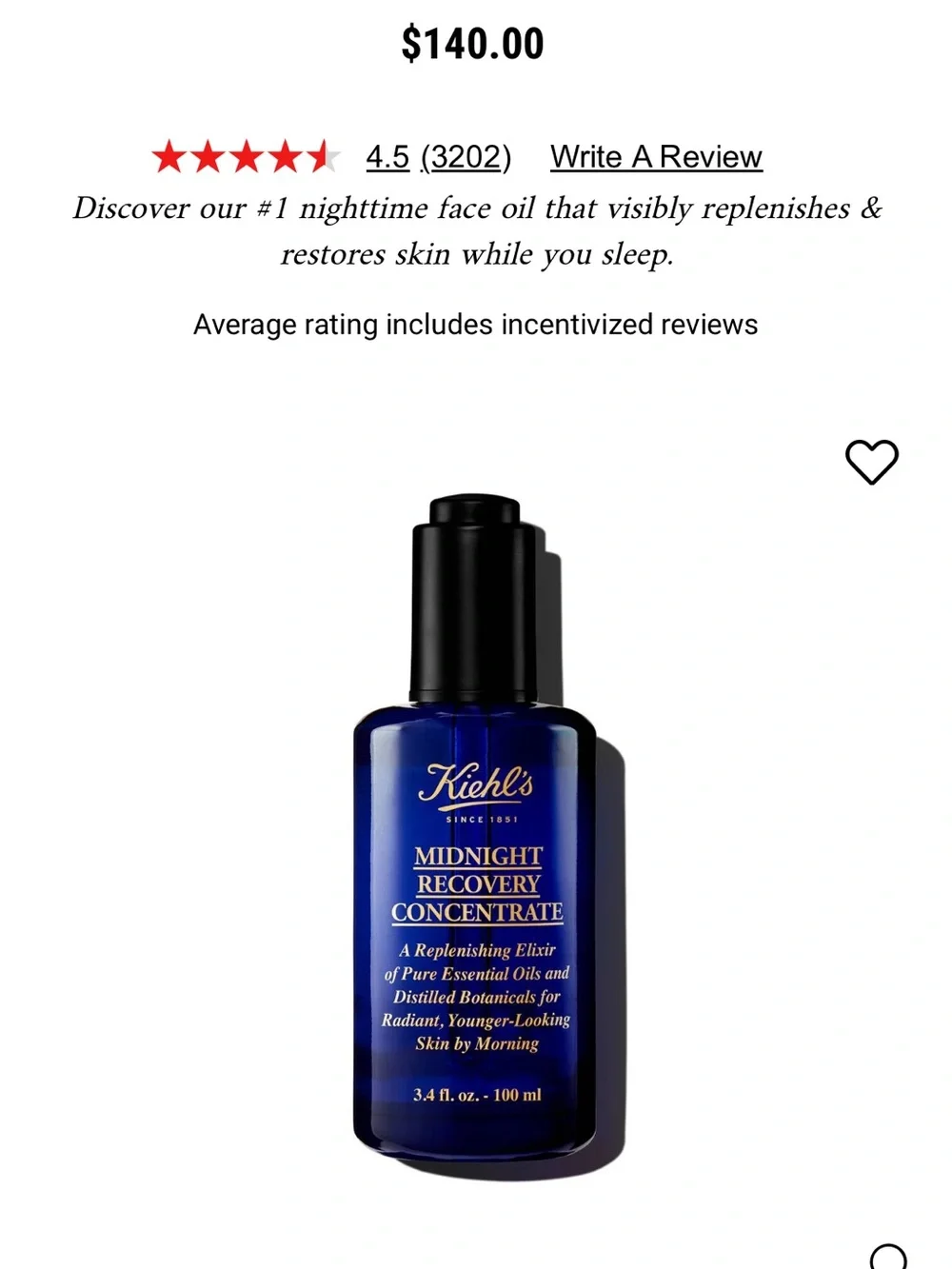 Kiehl's Midnight Recovery Concentrate - New in Box